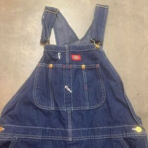 Vintage dickies men's dark wash denim overalls workwear outdoors 36